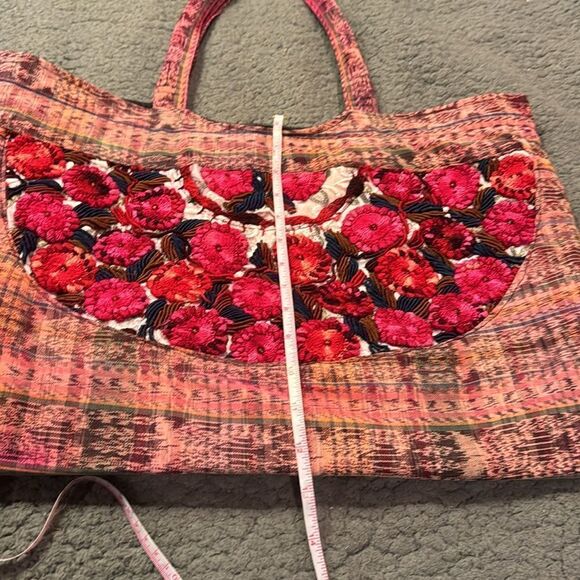 Boho Crocheted Tote Bag Shoulder Bag Beach Tote Overnight Open Inside Zip - Picture 6 of 9